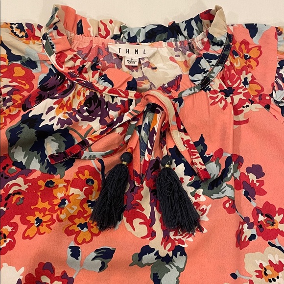 THML Colorful Floral Pattern Blouse - Picture 3 of 7